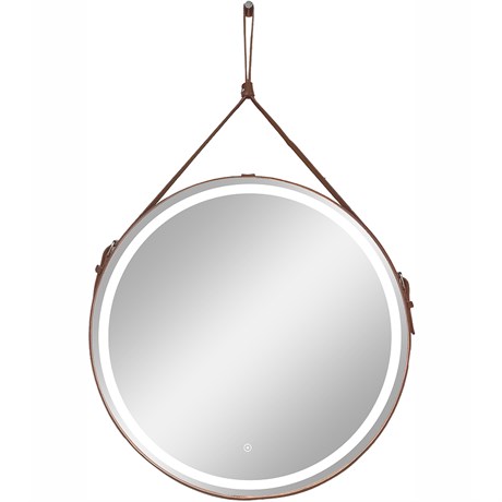 Зеркало D500 Millenium White Led с сенсором на ремне из натуральной кожи белого цвета  ЗЛП963 - фото 41320