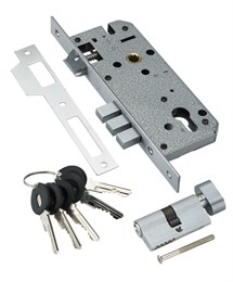 Замок врезной с секретным двухрядным цилиндром ADDEN BAU LOCK 4585 5-60B D CHROME LOCK 4585 5-60B D CHROME