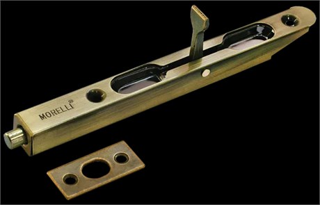 Торцевой шпингалет с прямоугольной планкой OL160 AB Овальные края. Цвет - античная бронза OL160 AB