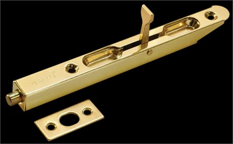 Торцевой шпингалет с прямоугольной планкой OL160 PG Овальные края. Цвет - золото OL160 PG