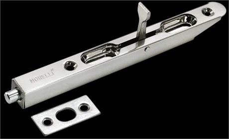 Торцевой шпингалет с прямоугольной планкой OL160 SN Овальные края. Цвет - никель OL160 SN