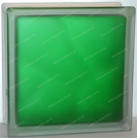 Стеклоблок стандартный окрашенный внутри матовый Волна изумруд (190х190х80) vnvolncol_mat14