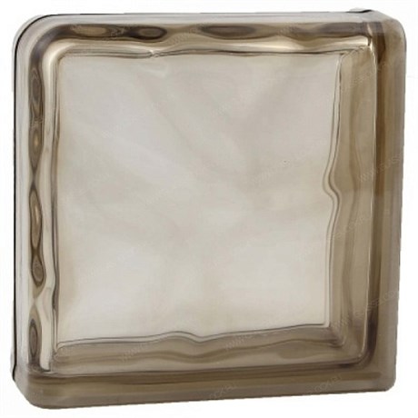 Стеклоблок завершающий окрашенный в массе Волна бронза (190х190х80) volncol9