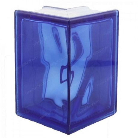Стеклоблок угловой окрашенный в массе Волна синий (190х152х80) volncol12