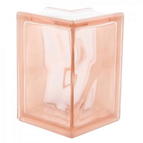 Стеклоблок угловой окрашенный в массе Волна розовый (190х152х80) volncol17