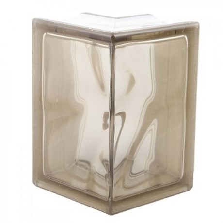 Стеклоблок угловой окрашенный в массе Волна бронза (190х152х80) volncol16