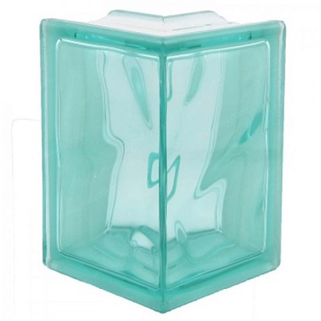 Стеклоблок угловой окрашенный в массе Волна бирюзовый (190х152х80) volncol13