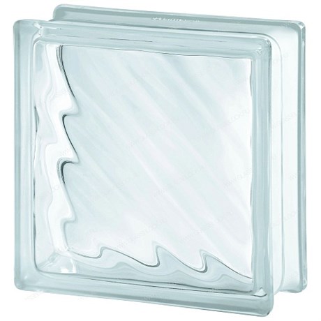 Стеклоблок стандартный бесцветный Диагональ Волна (190х190х80) Digona_clear