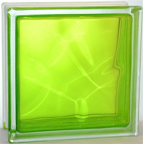 Стеклоблок стандартный окрашенный внутри Волна тархун (190х190х80) wave_vn_2