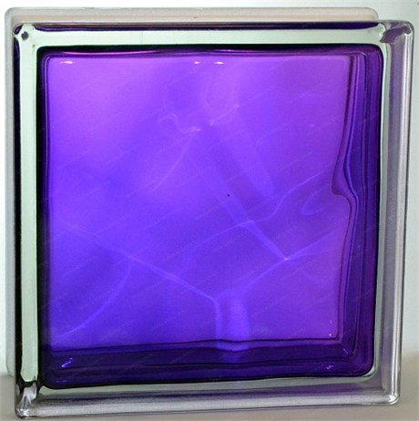 Стеклоблок стандартный окрашенный внутри Волна аметист (190х190х80) wave_vn_15