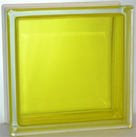 Стеклоблок стандартный окрашенный внутри Гладкий жёлтый (190х190х80) glad_vn_3