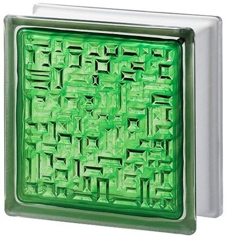 Стеклоблок стандартный окрашенный внутри Майя изумруд (190х190х80) maia_vn_13