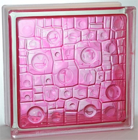 Стеклоблок стандартный окрашенный внутри Губка розовый (190х190х80) gybka_vn_9