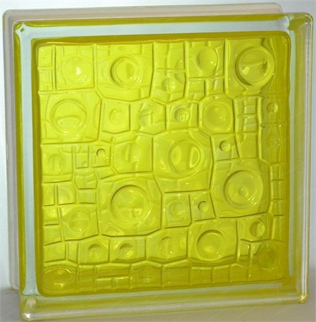 Стеклоблок стандартный окрашенный внутри Губка жёлтый (190х190х80) gybka_vn_14