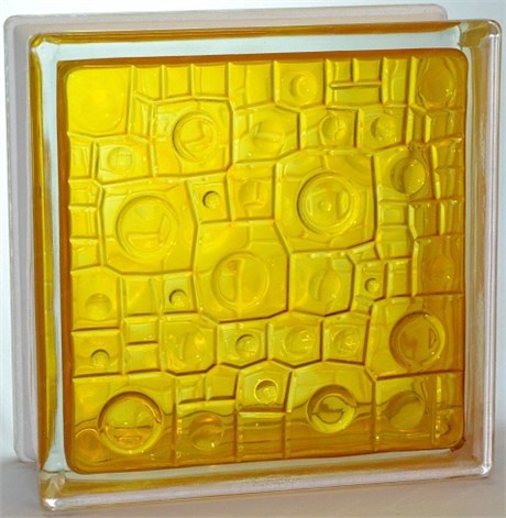 Стеклоблок стандартный окрашенный внутри Губка медовый (190х190х80) gybka_vn_15