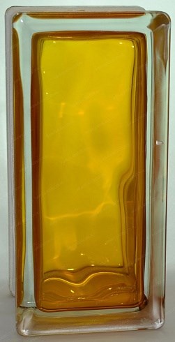 Стеклоблок половинка окрашенный внутри Волна медовый (190х90х80) polovinawave_11