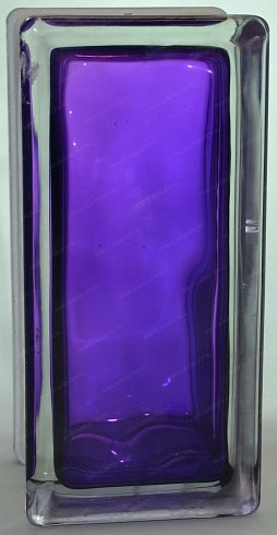 Стеклоблок половинка окрашенный внутри Волна аметист (190х90х80) polovinawave_14