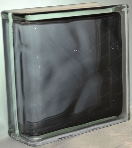 Стеклоблок торцевой окрашенный внутри Волна черный (190х190х80) torzwave_1