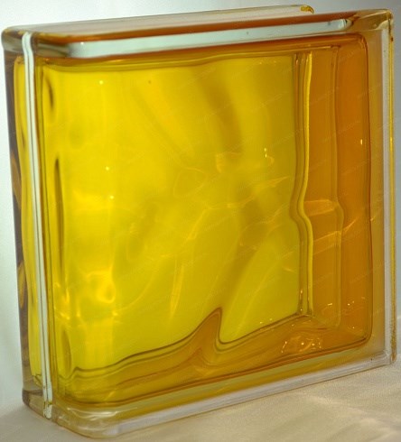 Стеклоблок торцевой окрашенный внутри Волна медовый (190х190х80) torzwave_5