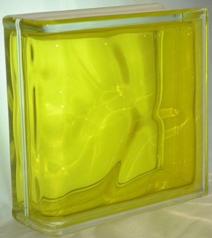Стеклоблок торцевой окрашенный внутри Волна желтый (190х190х80) torzwave_13