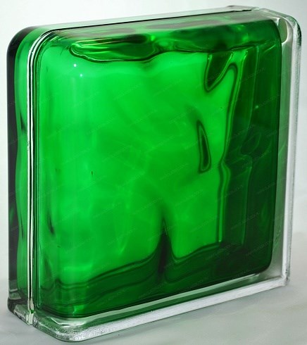 Стеклоблок завершающий окрашенный внутри Волна изумруд (190х190х80) zaverwave_10