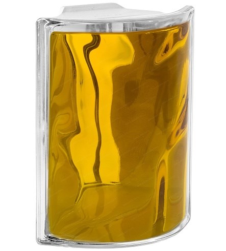 Стеклоблок угловой окрашенный внутри Волна медовый (190х190х80) 1_190190ugl_Wave_9