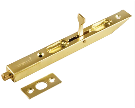 Торцевой шпингалет с прямоугольной планкой L160 PG. Цвет - золото L160 PG