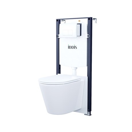 Комплект инсталляции 3 в 1  клавиша смыва белая, Basic, IDDIS, BASC030i73 BASC030i73