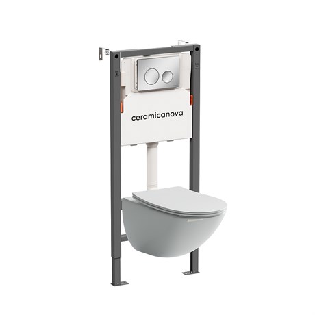 Комплект Подвесной унитаз MONO Rimless + Система инсталляции Balance кнопка Circle, хром глянцевый CN1905_121001CH