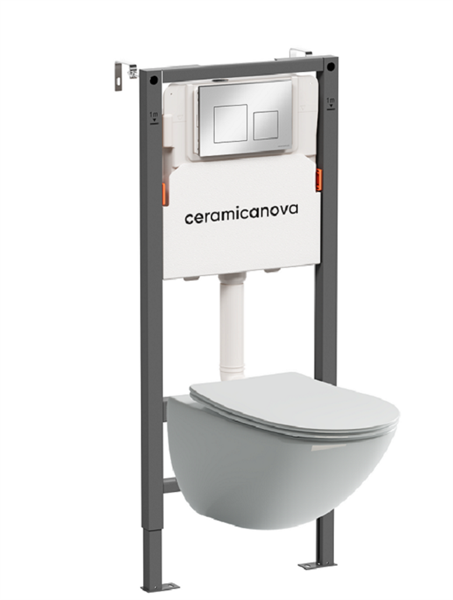 Комплект Подвесной унитаз MONO Rimless + Система инсталляции Balance кнопка Square, хром глянцевый CN1905_121002CH