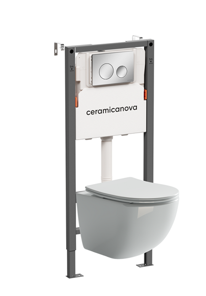 Комплект Подвесной унитаз FORMA Rimless + Система инсталляции Balance кнопка Circle, хром глянцевый CN3009_121001CH