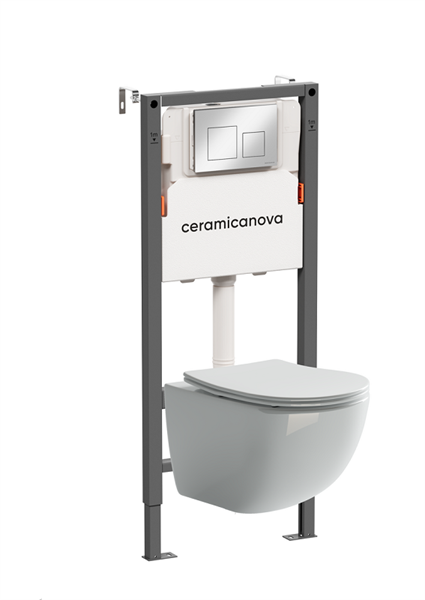 Комплект Подвесной унитаз FORMA Rimless + Система инсталляции Balance кнопка Square, хром глянцевый CN3009_121002CH