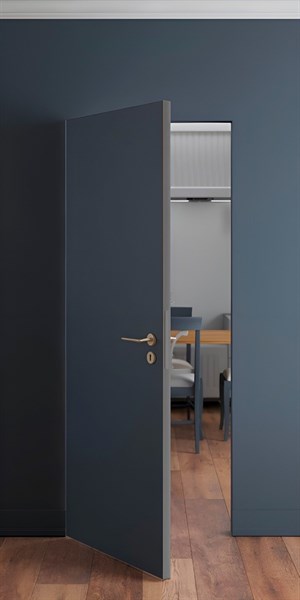 Pro Design ЛДСП под покраску ( открывание на себя), цвет кромки  Анодированный алюминий, петли слева KPD-P-L(AL) - фото 33697