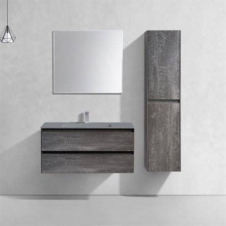 Тумба Luka 1000 подвесная, 2 выкатных ящика soft-close, G.Stone + Раковина серая, кварц, VCB-13100G VMC-2L100GS + VCB-13100G - фото 50061