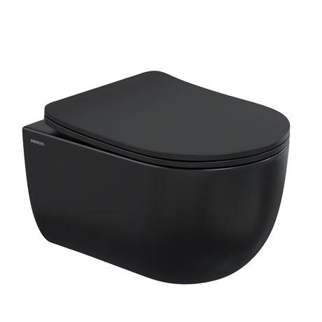 Унитаз BERGES подвесной VENTAS Black Rimless 49 см, сиденье дюропласт Ventas Slim SO, микролифт, быстросъём 82136 - фото 58154