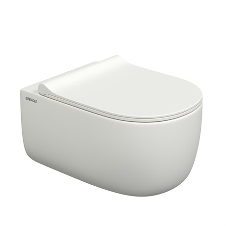 Унитаз BERGES подвесной EGO XL матовый белый Rimless 54 см, сиденье EGO XL Slim SO матовый белый, микролифт , быстросъем * 82228 - фото 58202