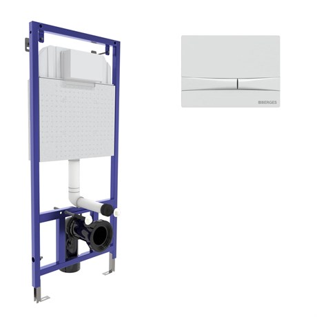 Инсталляция BERGES для скрытого монтажа унитаза NOVUM кнопка F4 Soft Touch, белая 40254 - фото 68571