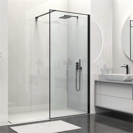 Душевая перегородка Walk-In HS VSW-1HS100CLB, 1000*2000, черный матовый, стекло прозрачное VSW-1HS100CLB - фото 75780