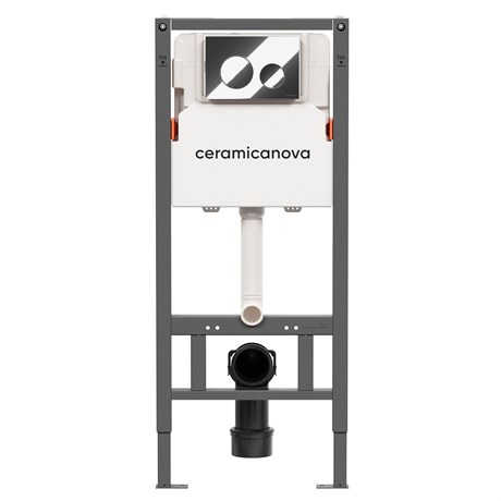 Система инсталляции для унитазов CERAMICANOVA Balance с кнопкой смыва Circle, цвет хром глянцевый, с креплениями CN121001CH - фото 76367