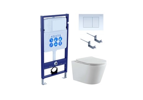 Set AQUATEK ВЕГА (рама AQUATEK Standard INS-0000012 с звукоиз.прокладкой+крепеж KKI-0000002+кнопкаKDI-0000009+унитаз ВЕГА AQ1905-00 с крышкой-сиденьем soft-close) Set AQUATEK ВЕГА-009 4в1 - фото 77725
