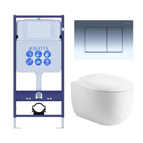 Set AQUATEK АЛЬТАИР (рама AQUATEK Standard INS-0000012 с звукоиз.прокладкой+крепеж KKI-0000002+кнопкаKDI-0000010+унитаз АЛЬТАИР AQ1980-00 с крышкой-сиденьем soft-close) SET AQUATEK АЛЬТАИР cm-010 4в1 - фото 78386