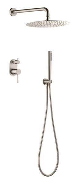 Смеситель встроенный + верхний+ ручной душ, Uno. Nickel Brush 464-NB - фото 82777