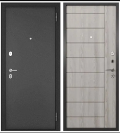 Дверь металлическая Mastino HOME ECO МР 60 Антрацит букле / Ясень ривьера айс Mastino/HOME ECO