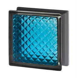 Стеклоблок стандартный черный бриллиант Инка бирюза (190х190х80) bl_br_18