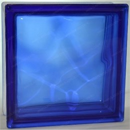 Стеклоблок стандартный окрашенный в массе Волна синий (190х190х80) volncol1