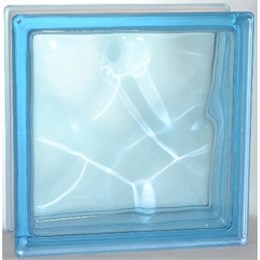 Стеклоблок стандартный окрашенный в массе Волна голубой (190х190х80) volncol7