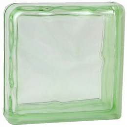 Стеклоблок завершающий окрашенный в массе Волна зеленый (190х190х80) volncol8