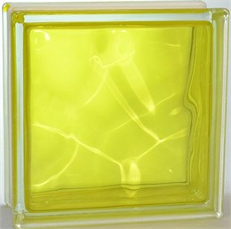 Стеклоблок стандартный окрашенный внутри Волна жёлтый (190х190х80) wave_vn_12