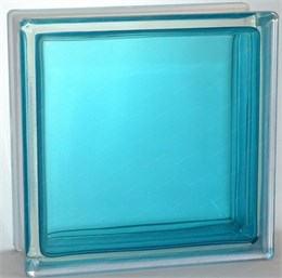 Стеклоблок стандартный окрашенный внутри Гладкий бирюза (190х190х80) glad_vn_11