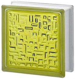 Стеклоблок стандартный окрашенный внутри Майя желтый (190х190х80) maia_vn_15